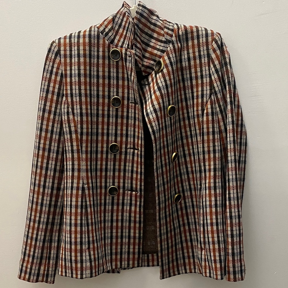 CAbi Multicolor Plaid Double-Breasted Blazer